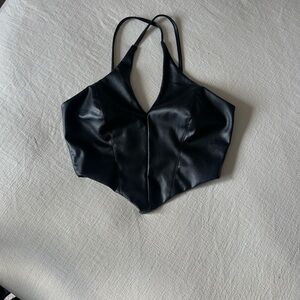 Black Faux Leather Corset Top – Size Small